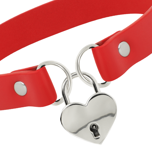 COQUETTE CHIC DESIRE COLLAR CUERO VEGANO ROJO ACCESORIO CORAZN CON LLAVE