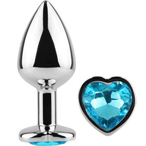 SECRET PLAY - METAL BUTT PLUG CORAZN AZUL TALLA S 7 CM