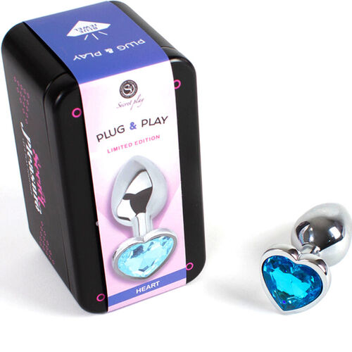 SECRET PLAY - METAL BUTT PLUG CORAZN AZUL TALLA S 7 CM