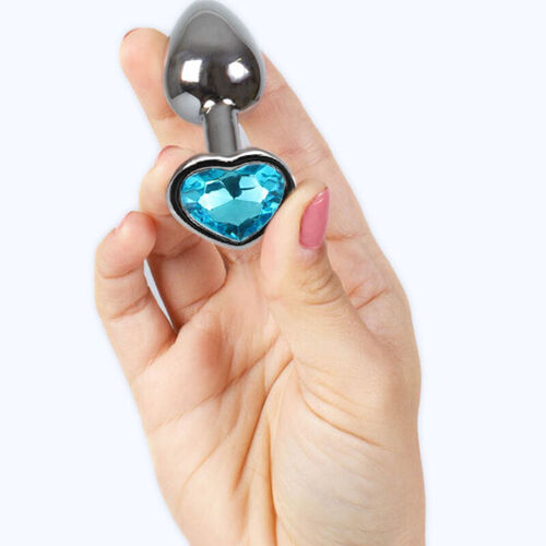 SECRET PLAY - METAL BUTT PLUG CORAZN AZUL TALLA S 7 CM