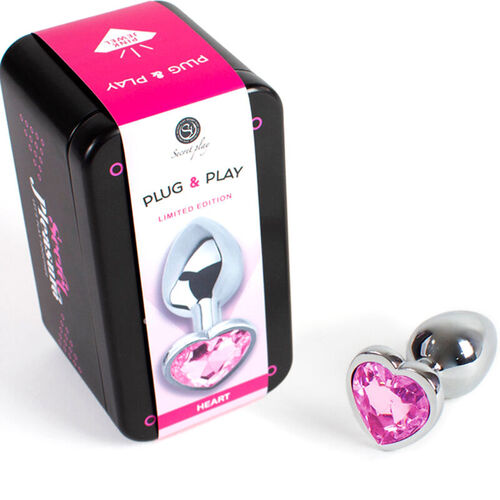 SECRET PLAY - METAL BUTT PLUG CORAZN FUCSIA TALLA S 7 CM