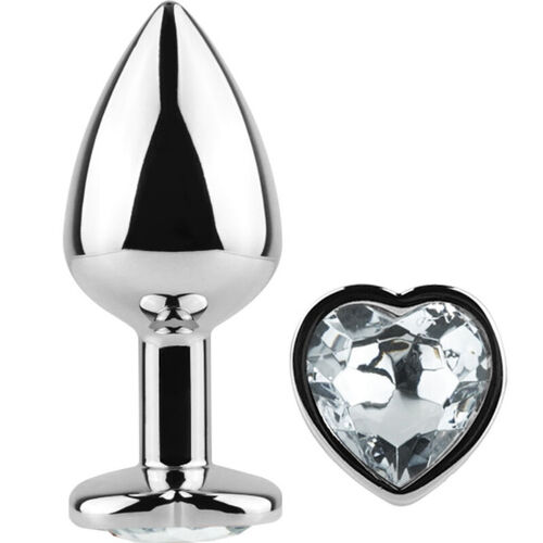 SECRET PLAY - METAL BUTT PLUG CORAZN TRANSPARENTE TALLA S 7 CM