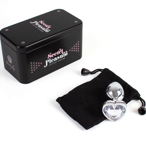 SECRET PLAY - METAL BUTT PLUG CORAZN TRANSPARENTE TALLA S 7 CM