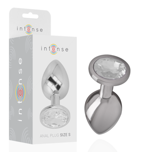 INTENSE - PLUG ANAL METAL CON CRISTAL PLATA TALLA S