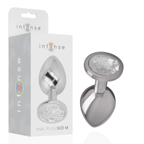 INTENSE - PLUG ANAL METAL CON CRISTAL PLATA TALLA M