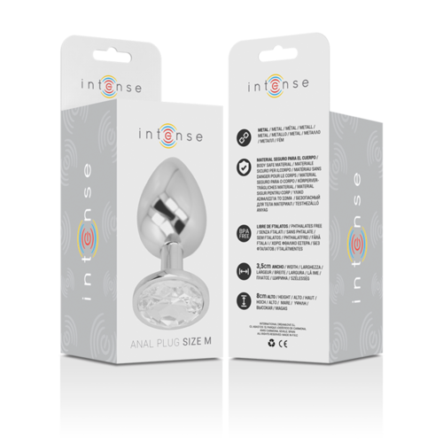 INTENSE - PLUG ANAL METAL CON CRISTAL PLATA TALLA M