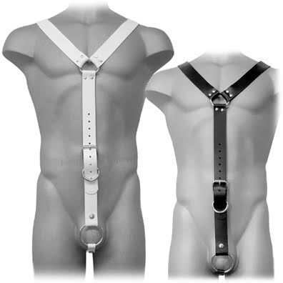 LEATHER BODY HARNESS MEN BLANCO